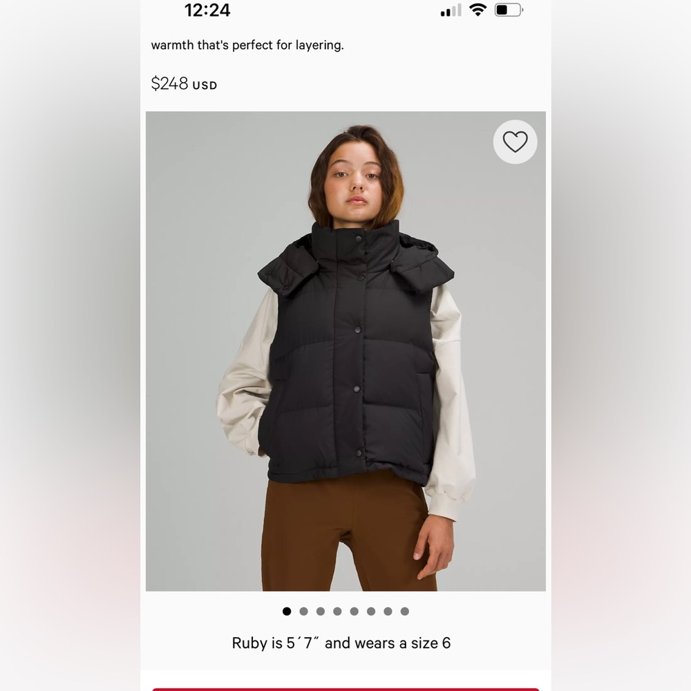 Lululemon wunderpuff vest